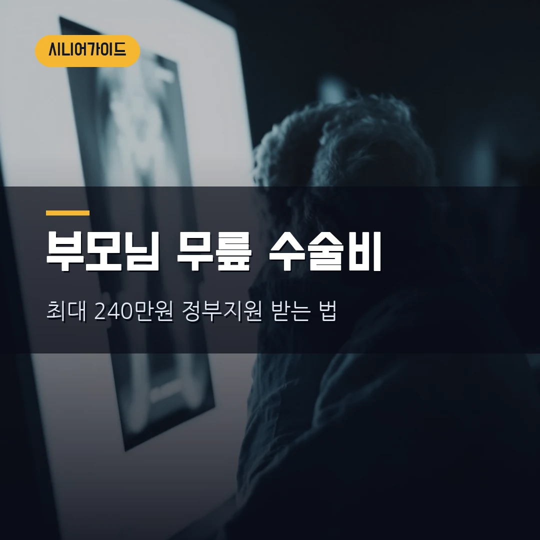 노인 무릎 인공관절 수술비 지원 2026 — 만 60세·기초수급이면 최대 240만원, 대상·신청방법·구비서류 총정리