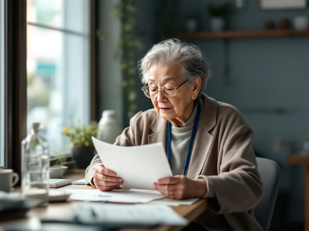 hospital billing counter calculator documents elderly care Korea no faces