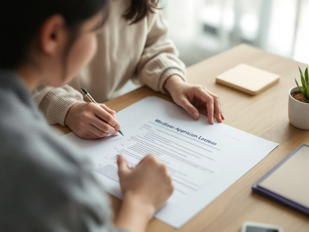 Korean family preparing ID card medical opinion letter and welfare application form on table, realistic editorial photo