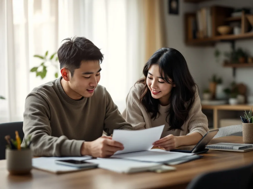 Korean family reviewing parent care plan, court notice and medical consent form beside a phone, calm home table, realistic documentary style