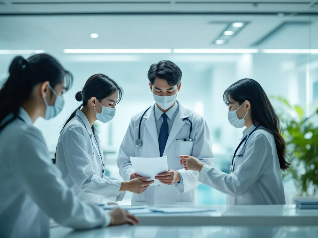 korean hospital information desk family checking admission papers no faces