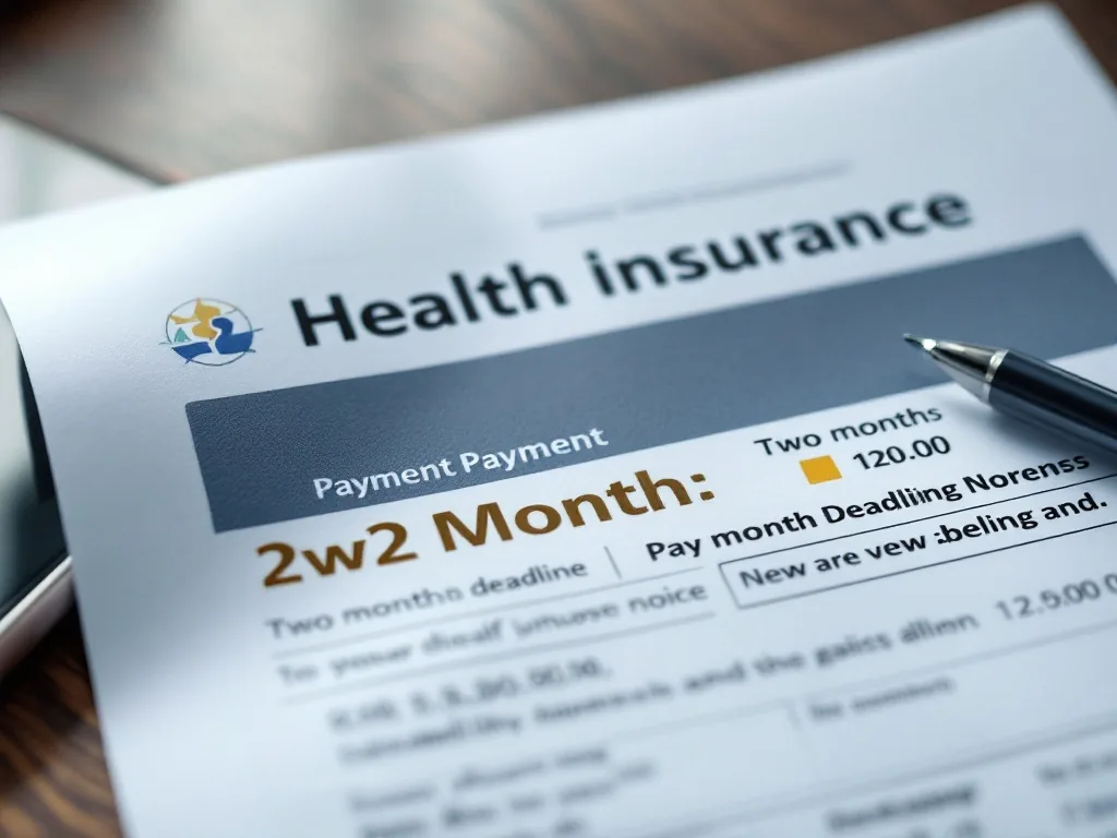 close up of Korean health insurance payment notice with two month deadline highlighted and phone on table | 건강보험료 고지서 납부기한을 기준으로 신청 마감일을 표시하는 장면