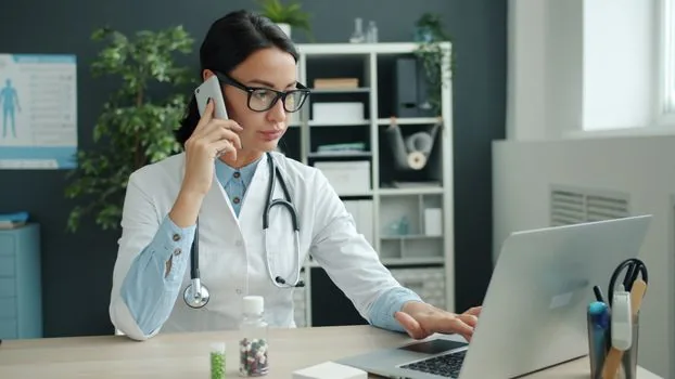 adult child preparing phone call memo for district office with medical aid documents, clinic receipts and bankbook, realistic Korean home desk | 군·구청 문의 전 서류를 정리하는 장면