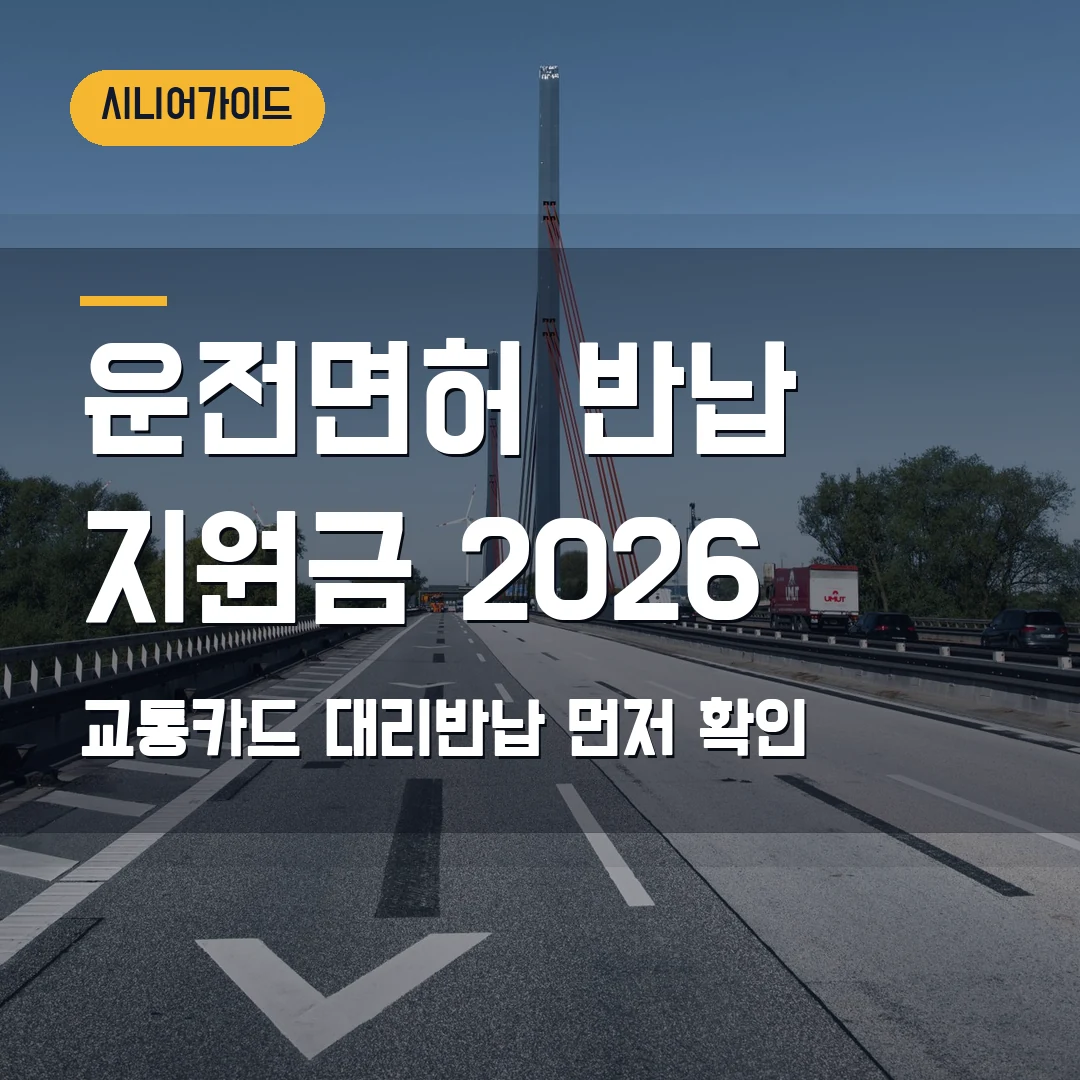 고령자 운전면허 반납 지원금 신청 2026 — 교통카드 금액·대리반납에서 막힐 때