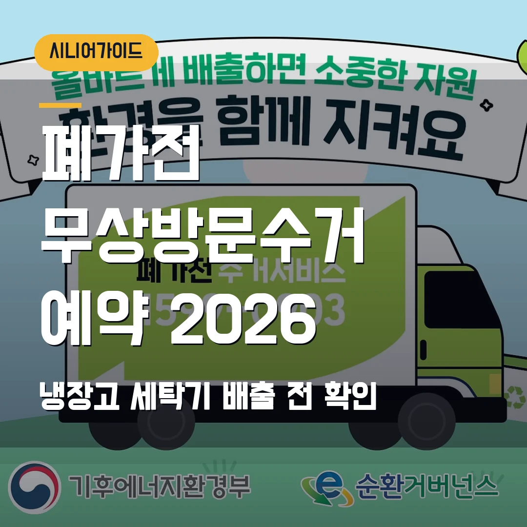 폐가전 무상방문수거 예약 2026 — 부모님 집 냉장고·세탁기 배출 전 확인